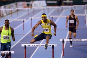Javier Culson de Puerto Rico en los 400m con vallas. Foto Rafael Contreras
